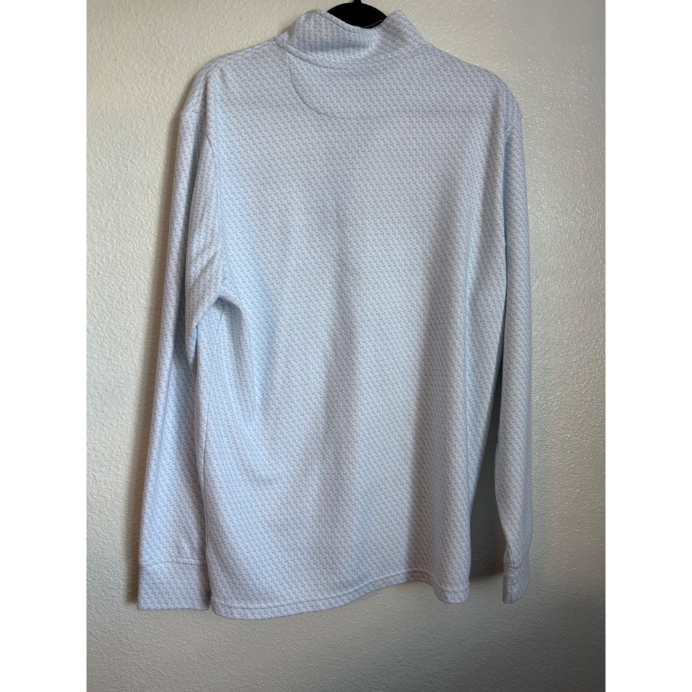 Vineyard Vines Mens Martini Glass Print Quarter Zip Pullover Blue White Medium - Picture 6 of 10